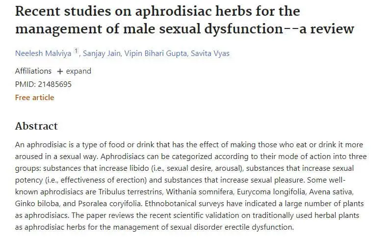 aphrodisiac herbs for the management of male sexual dysfunction